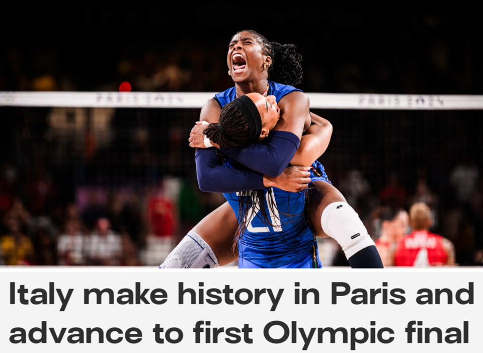 国际排联:意大利女排首次打入奥运会决赛 正努力成为第7支冠军队
