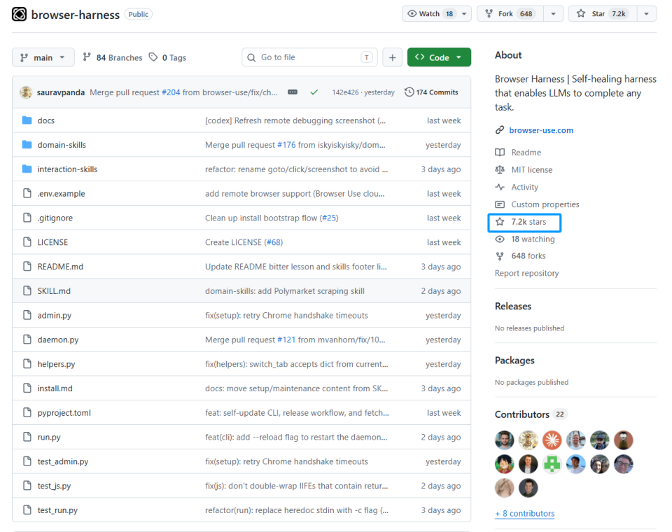 2026年7.2k Stars！Agent操控浏览器神器Browser Harness开源，Claude Code直连Chrome边执行边补能力