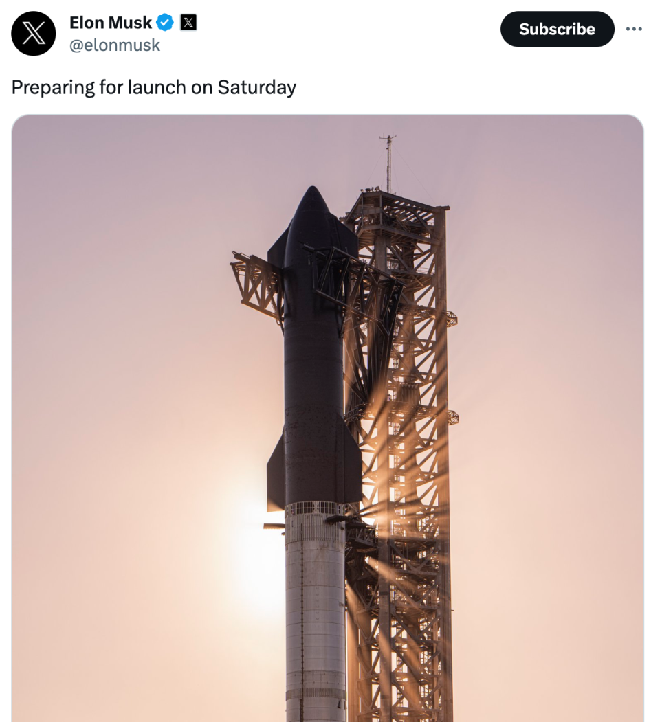 马斯克:spacex"星舰"的发射推迟至本周六_腾讯新闻