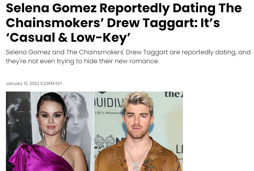 媒体称她正在和烟鬼组合成员安德鲁约会中