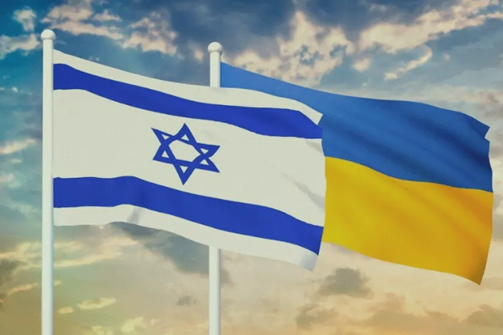 (以色列国旗和乌克兰国旗)乌克兰不是以色列俄乌冲突期间,以色列总是