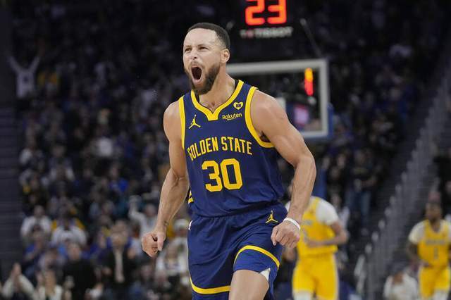 "萌神"库里(stephen curry)23日在主场展现百步穿杨功力,砍进6枚三分