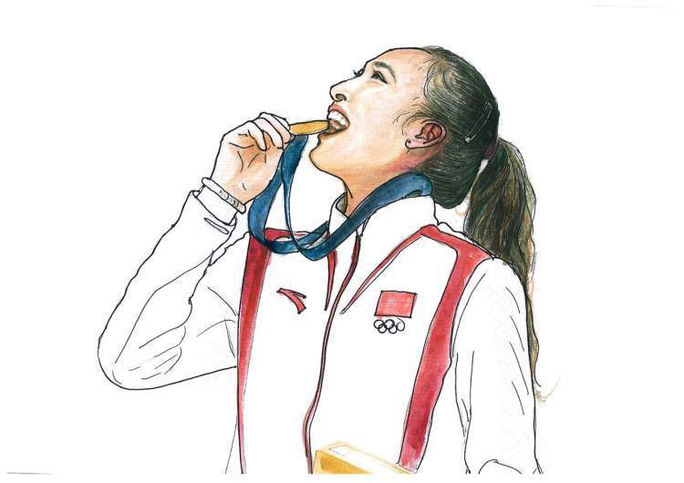 市民手绘巴黎奥运中国健儿夺金时刻!6767