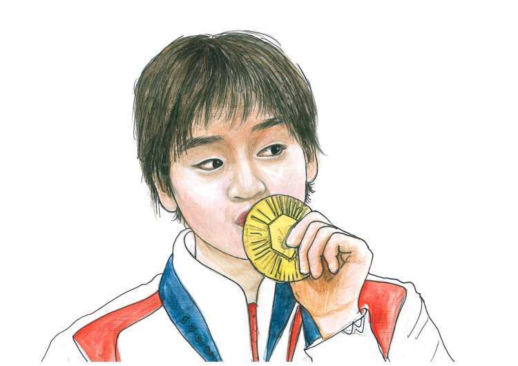 上海市民手绘中国运动员夺金时刻,"画画赶不上奥运健儿夺金速度"