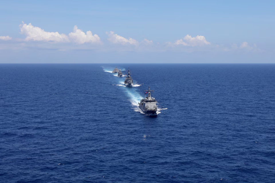 美菲日澳四国军演5艘军舰战力不及一艘052d美航母已提前跑路