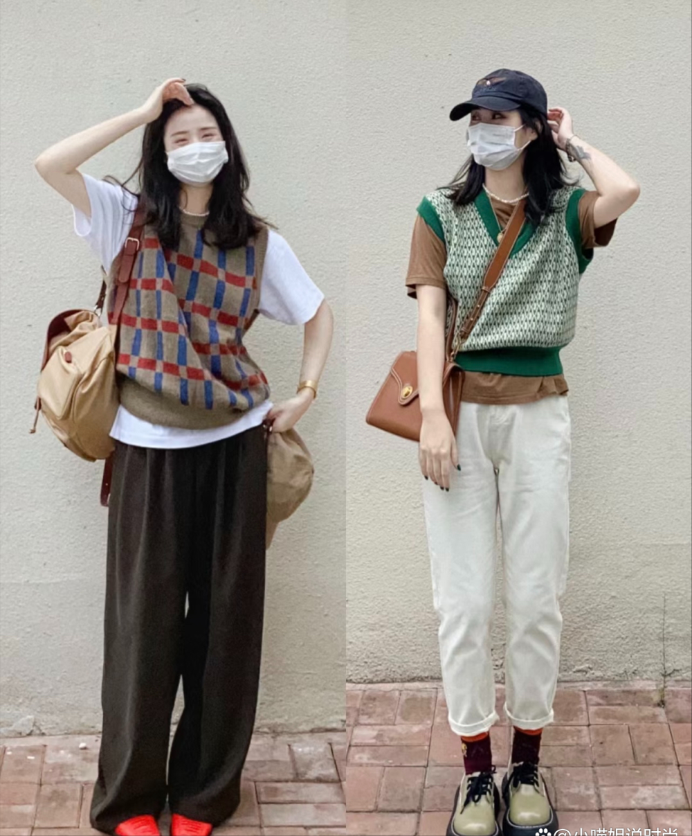 不冷不热的春天太适合穿马甲了配t恤衬衫很洋气