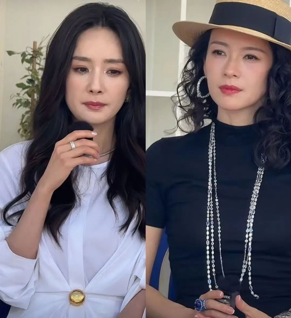 45岁章子怡和37岁杨幂同框,骨相美和皮相美的区别就出来了