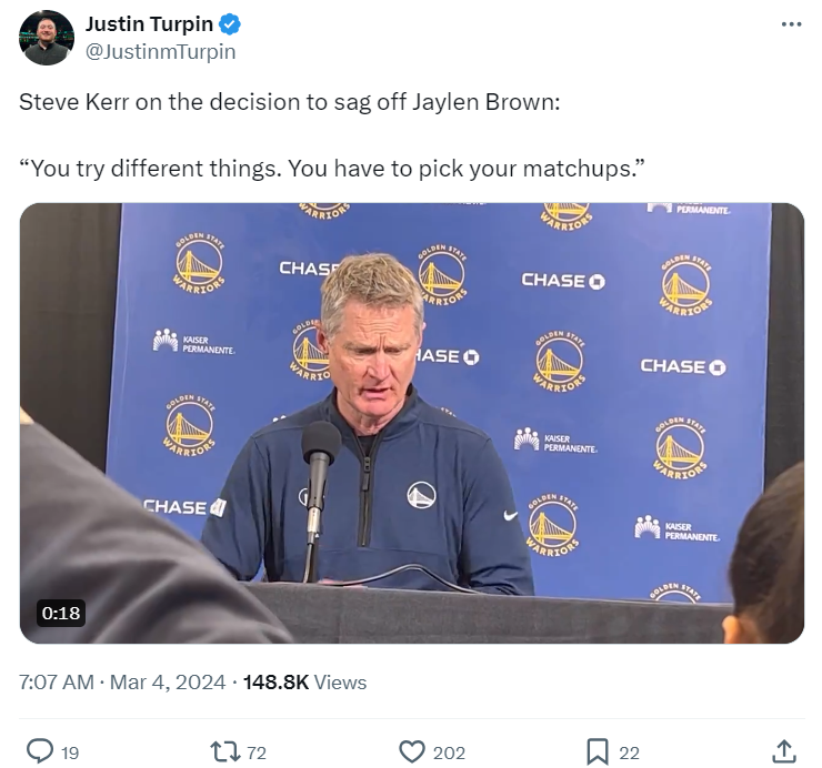 勇士狂输52分破纪录库里遭生涯滑铁卢科尔还在嘴硬布朗不尊重人