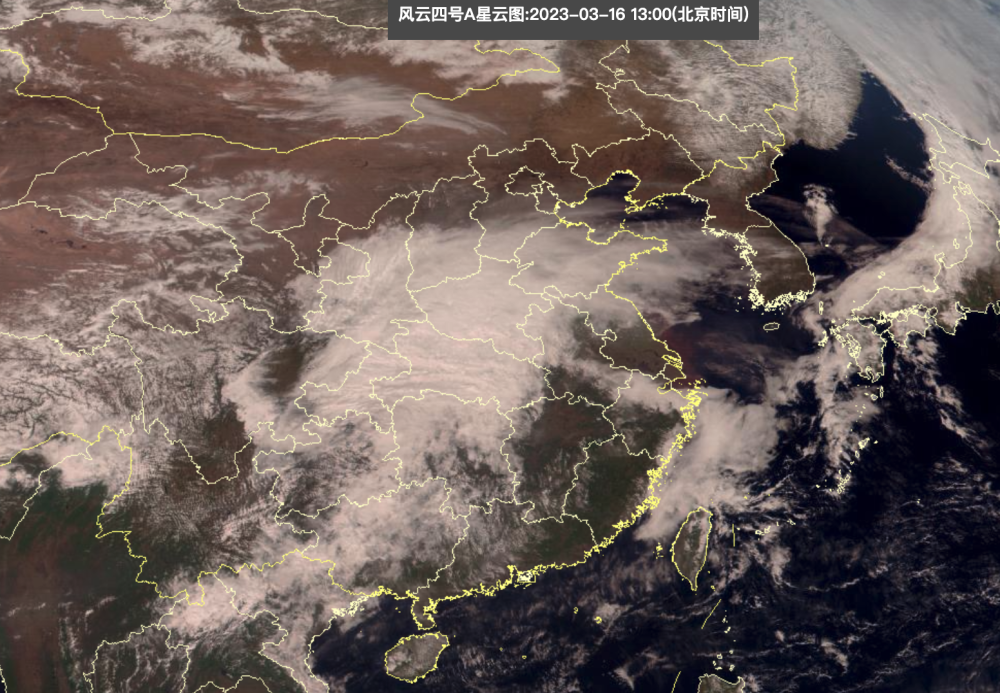 一,大范围降雨形势确定对应着卫星云图上的大范围强盛云系,今天午后的