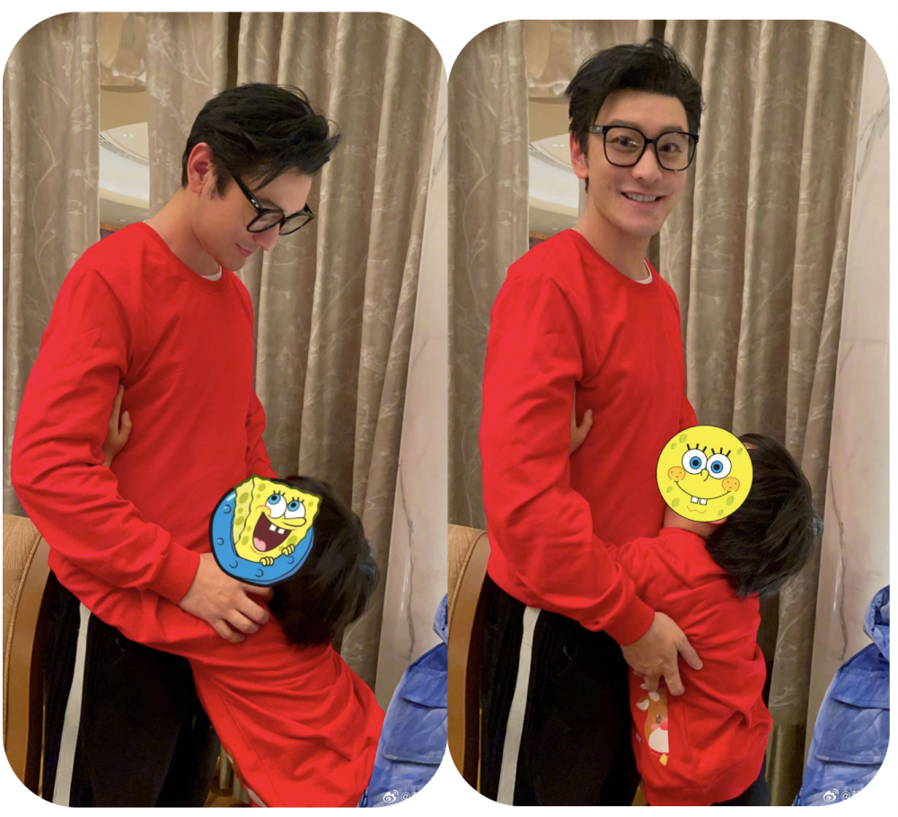 黄晓明元旦晒父子同框照,6岁小海绵撒娇求抱抱,父子相拥太暖心