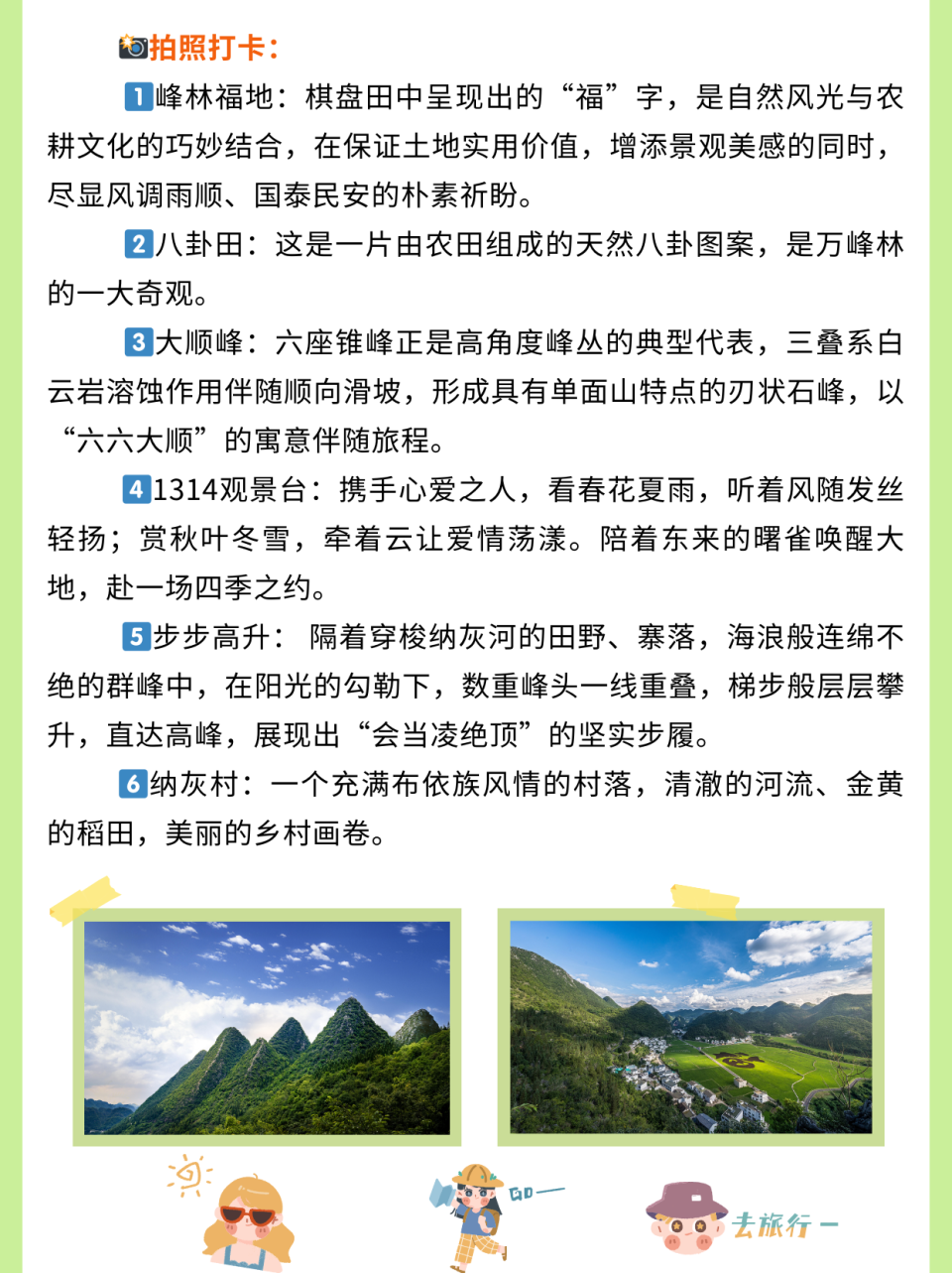 万峰林各个景点的名字图片