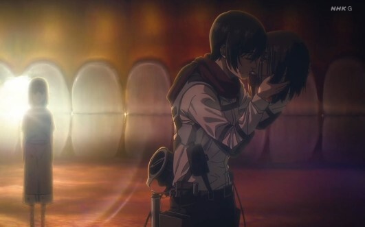 最后的最后,巨人之力因始祖尤弥尔的心结解开而消失,三笠将艾伦的头颅