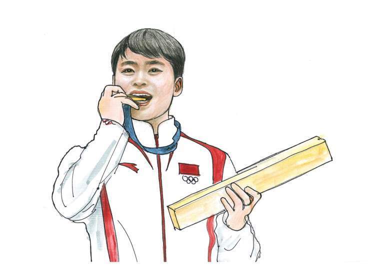 市民手绘巴黎奥运中国健儿夺金时刻!6767