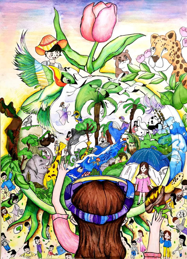 为我们的城市健康保驾护航,我画这幅作品,就是想呼吁大家一起保护湿地