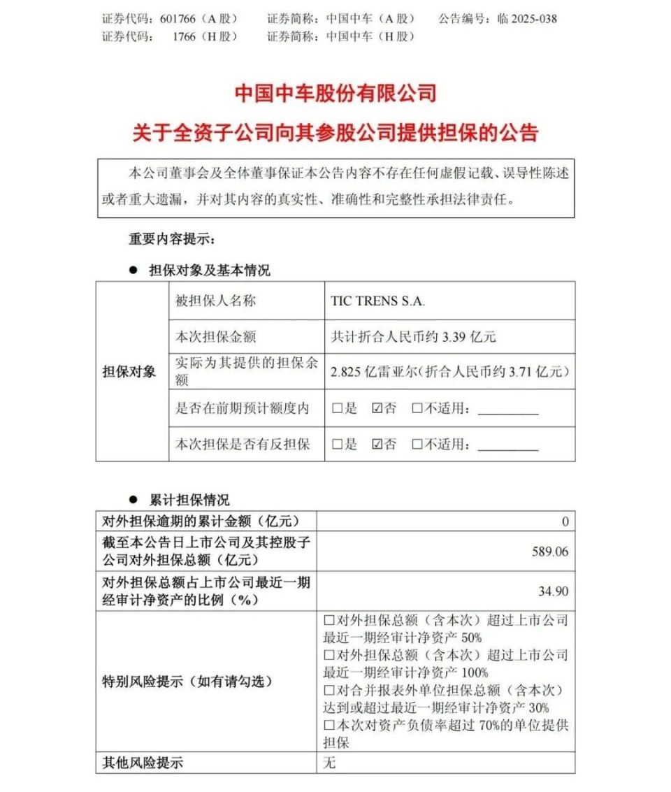 折合人民币约3.39亿元！中车香港拟按持股比例为巴西项目公司提供融资担保-腾讯新闻