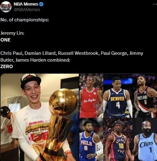 林书豪退役惊动NBA媒体，手握总冠军奖杯，六大球星都羡慕不已