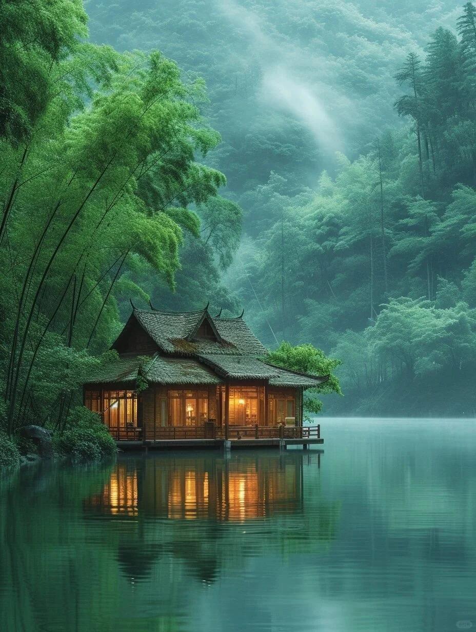 苍苍竹林寺,杳杳钟声晚.36句竹林美景诗句:所到之处明净透彻