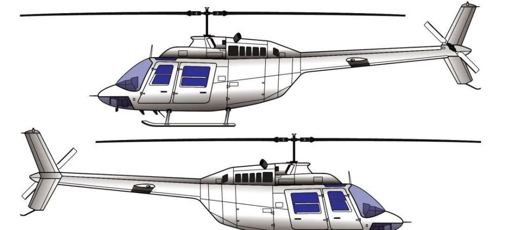 本厂长绘制的贝尔206直升机素体双面侧视图综上所述,b-7747号直升机5.