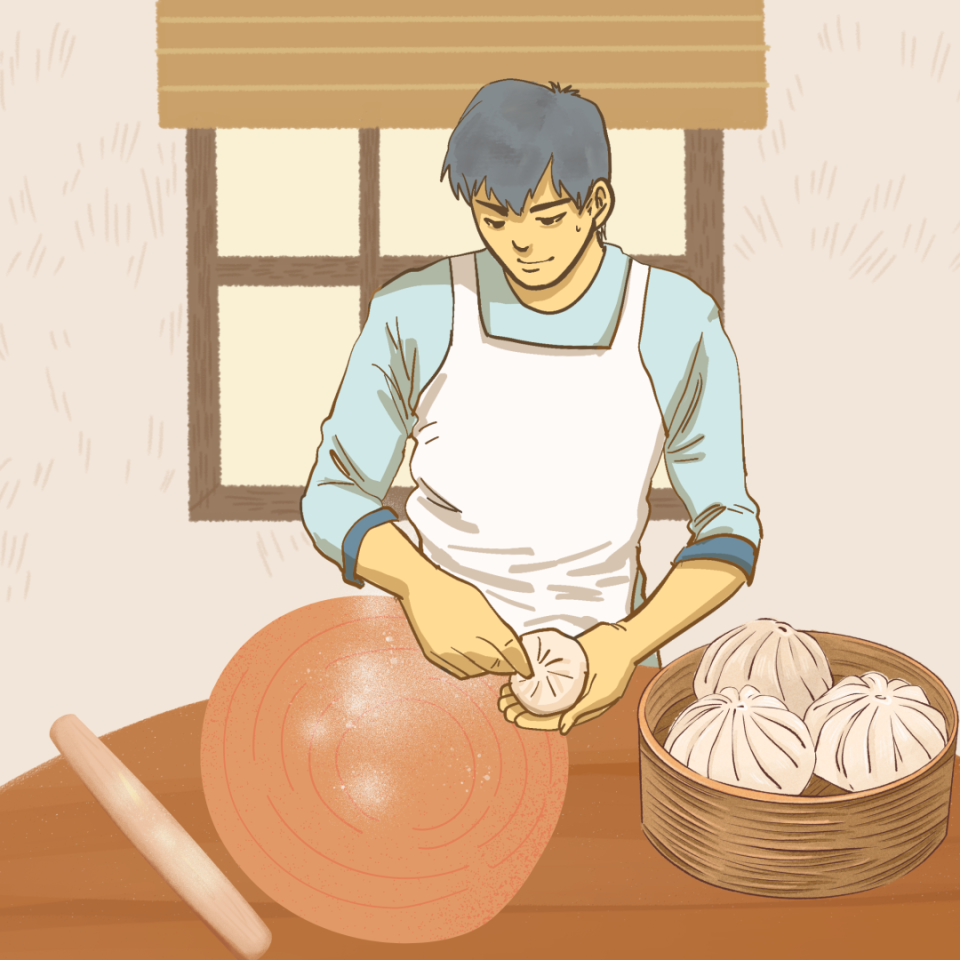 在城西落了脚,马师傅和老乡一起在北寺塔对面的早餐店工作,制作汤圆