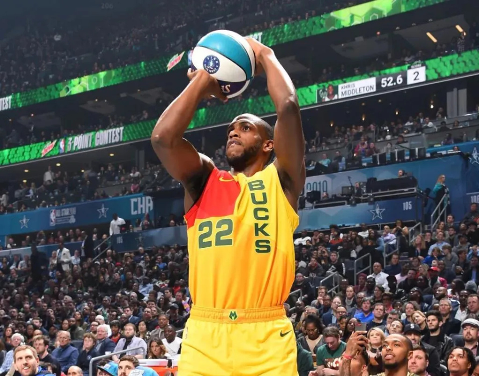 克里斯米德尔顿克里斯米德尔顿参加了2016年和2019年全明星三分球大赛