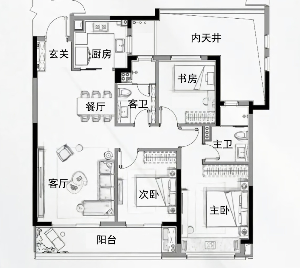 連廊中間戶,面積有點大!杭曜置地中心118㎡戶型獨家點評_騰訊新聞