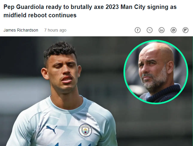 瓜帅看走眼!曼城清洗25岁铁腰 花了6200万仅用一年