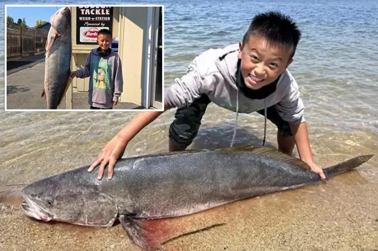 美国13岁男孩钓到29公斤海鲈鱼，可能打破世界纪录，兴奋称“感觉自己像明星”