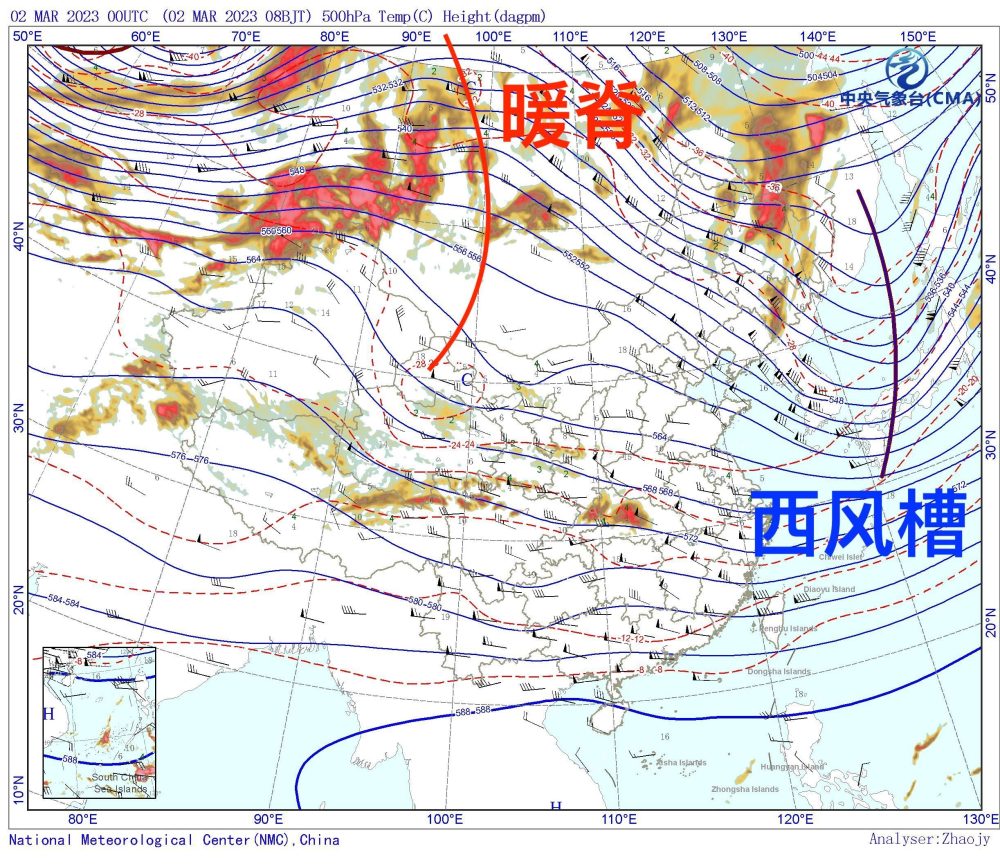 我国北方多地正处于暖高压脊或者脊前较为平