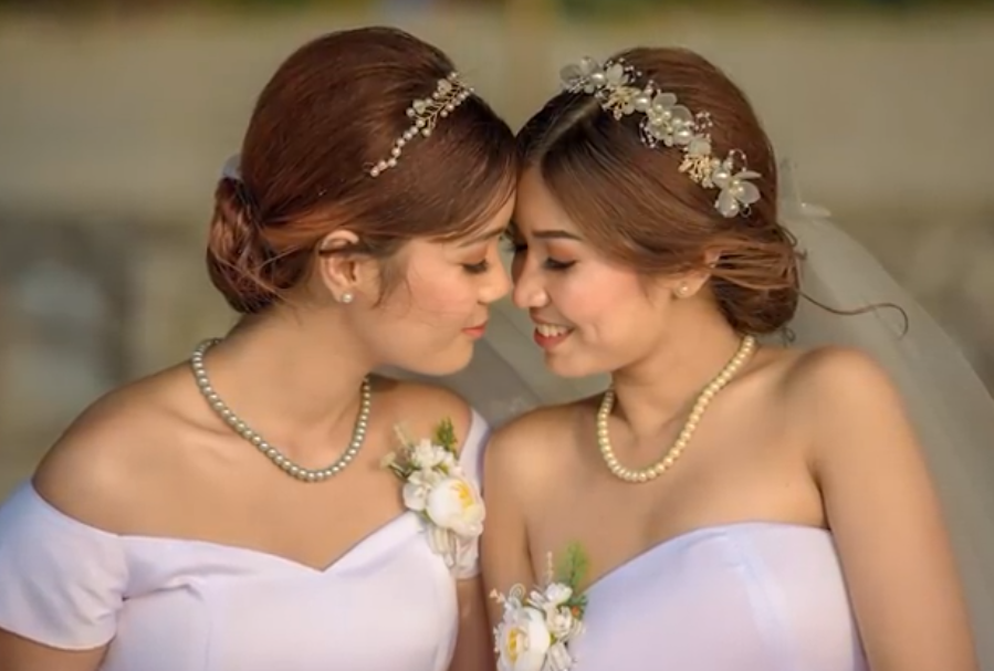 缅甸一对高颜值美女宣布订婚大方晒出亲吻美照