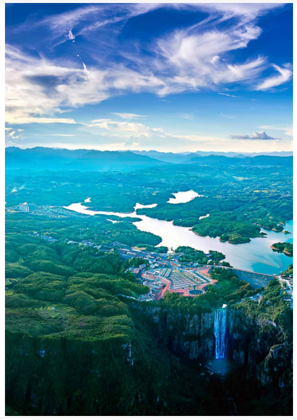 无人机镜头下的天顶湖与百丈漈景区自然的壮美心灵的震撼