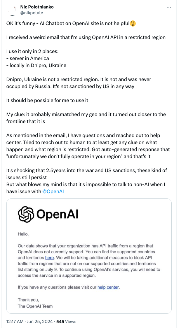 openai停止中国等国家和地区api服务,国产大模型官宣 欢迎搬家