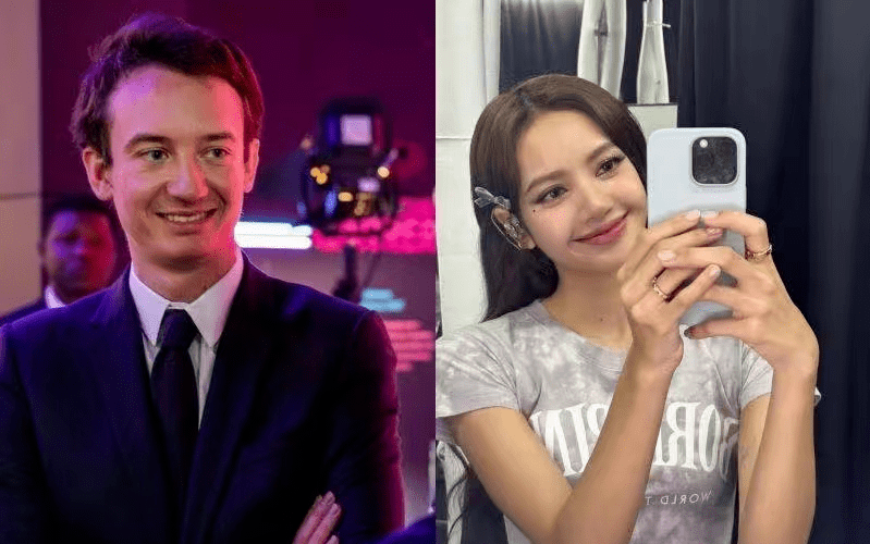 在lisa和弗雷德里克·阿尔诺的视频中,lisa把头靠在了男友的肩膀上,看