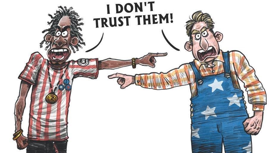 美国种族歧视漫画图片