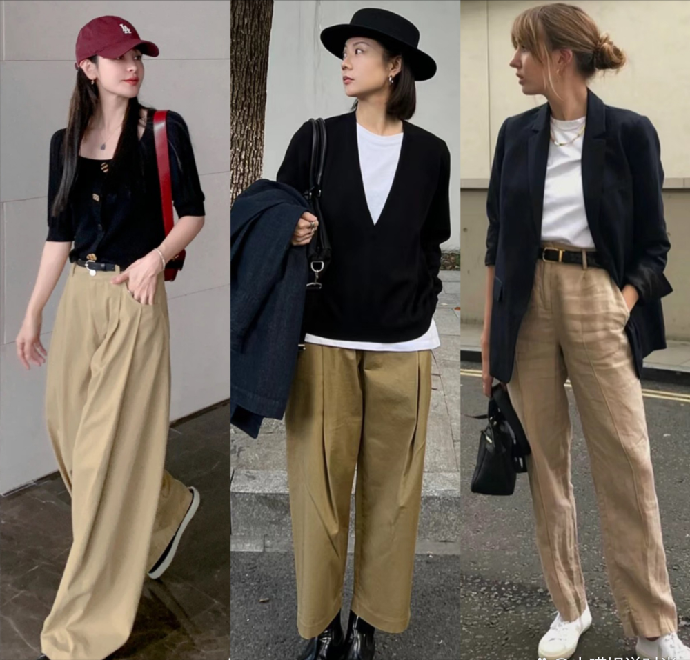 在春天,一条"卡其裤"就能提升时尚感,4种配色好洋气!