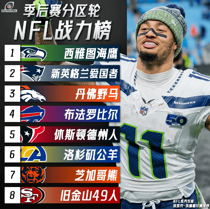 NFL季后赛分区轮战力榜：海鹰、爱国者、野马排名前三_腾讯新闻