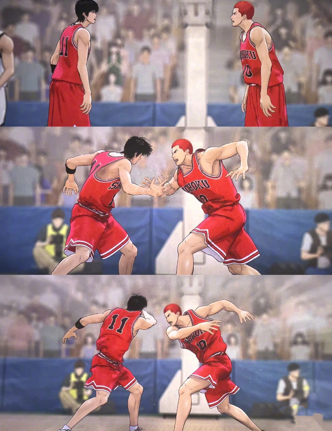 而最抢眼的樱木花道也终于在逆境中展现"天才"的一面,说出了那句让人