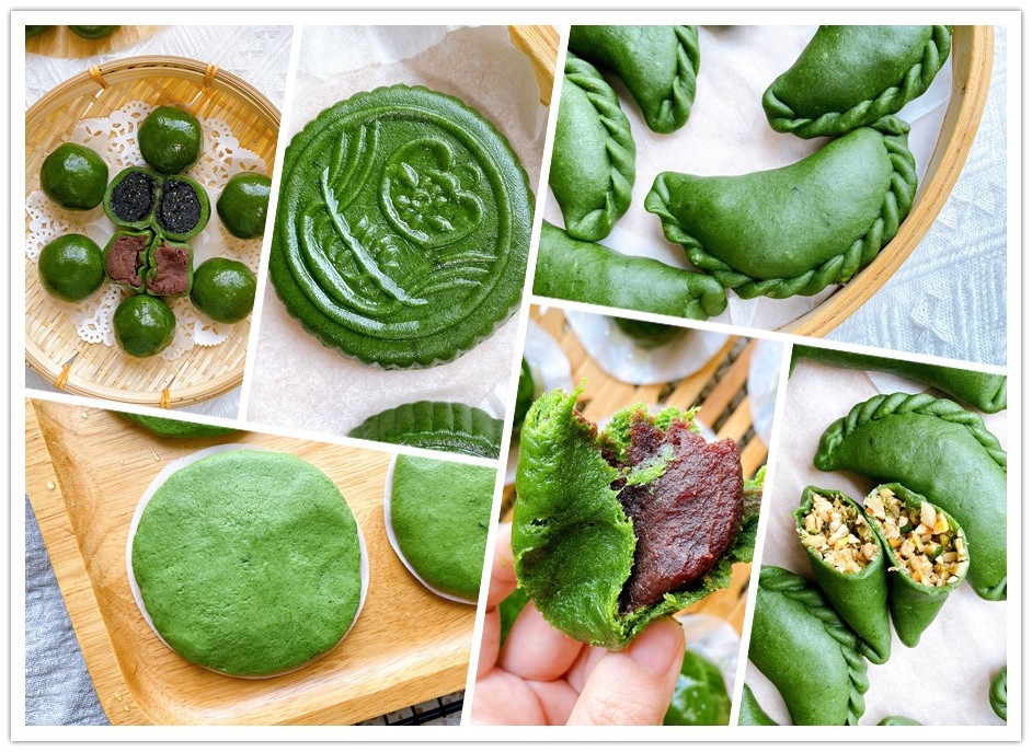 油绿如玉,青团还有很多有着"异曲同工"之妙的兄弟姐妹,例如:蒿子粑粑