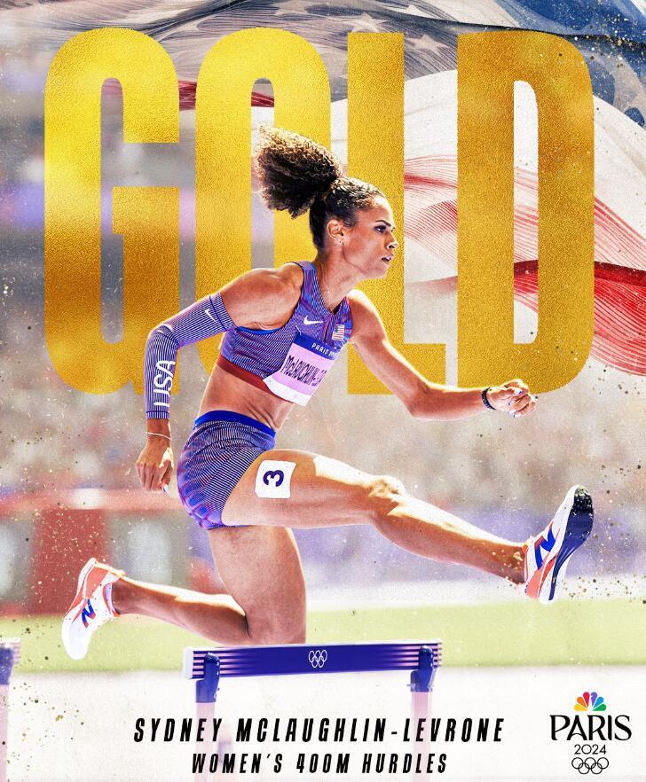 女子400米栏:美国选手麦克劳林豪取两连冠 第六次打破世界纪录