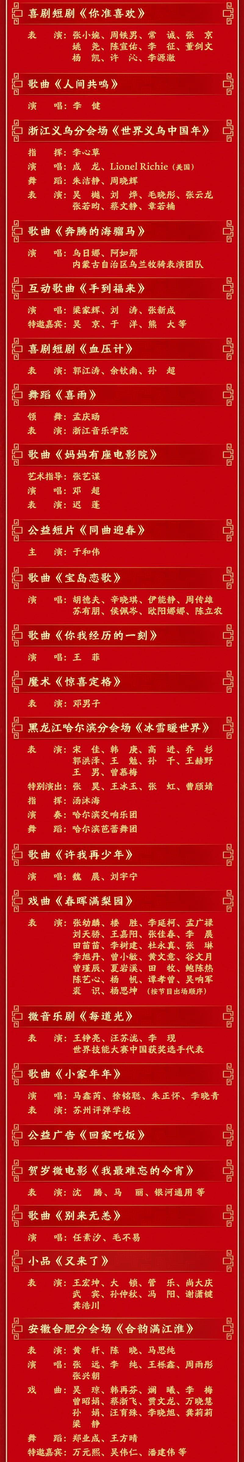 今晚見！中央廣播電視總台《2026年春節聯歡晚會》節目單發布 - 