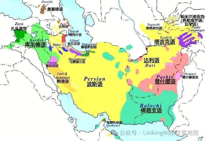 呼罗珊地区的南部分布着波斯语,库尔德语,塔吉克语,普什图语等伊朗