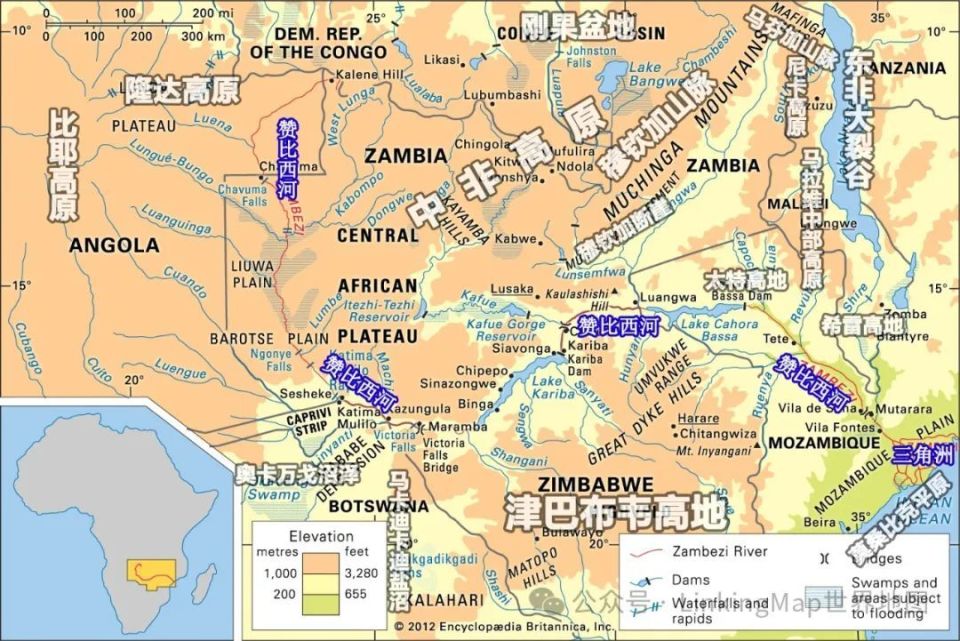 中南部非洲:赞比西河串起的高原群,班图人最集中的地区