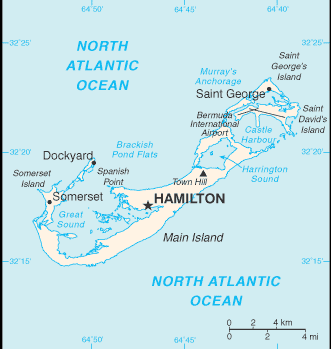 距美洲大陆约900多公里,美国东岸佛罗里达州迈阿密东北约1100海里及