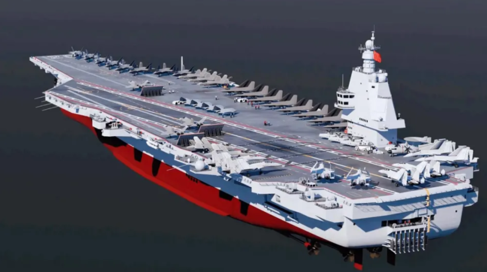 外媒：中国“004核航母”初具雏形，或有4条电磁弹射器，体型超越美国“福特”级核航母_腾讯新闻