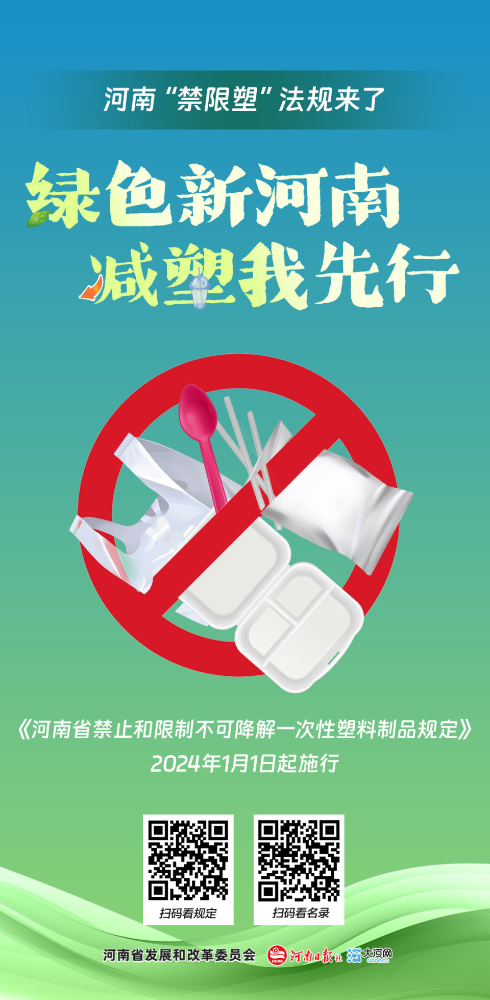 海报丨河南禁限塑法规施行快来一起减塑吧