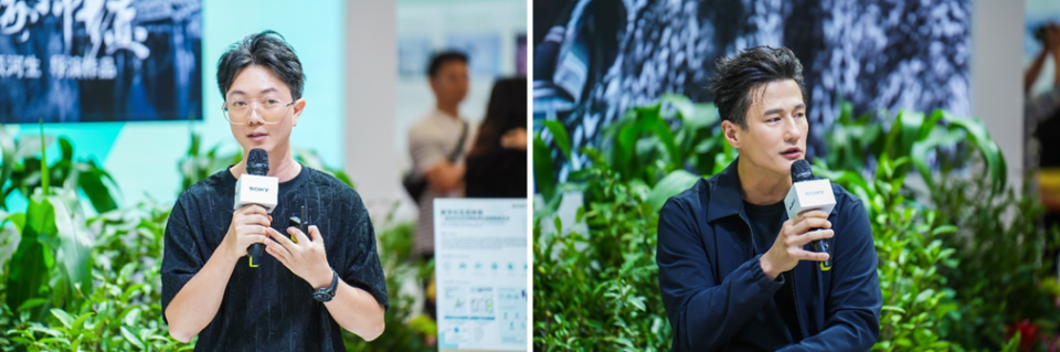 左:项氏兄弟电影ceo 项水柳 右:著名影视演员 尹子维展会上,索尼影视