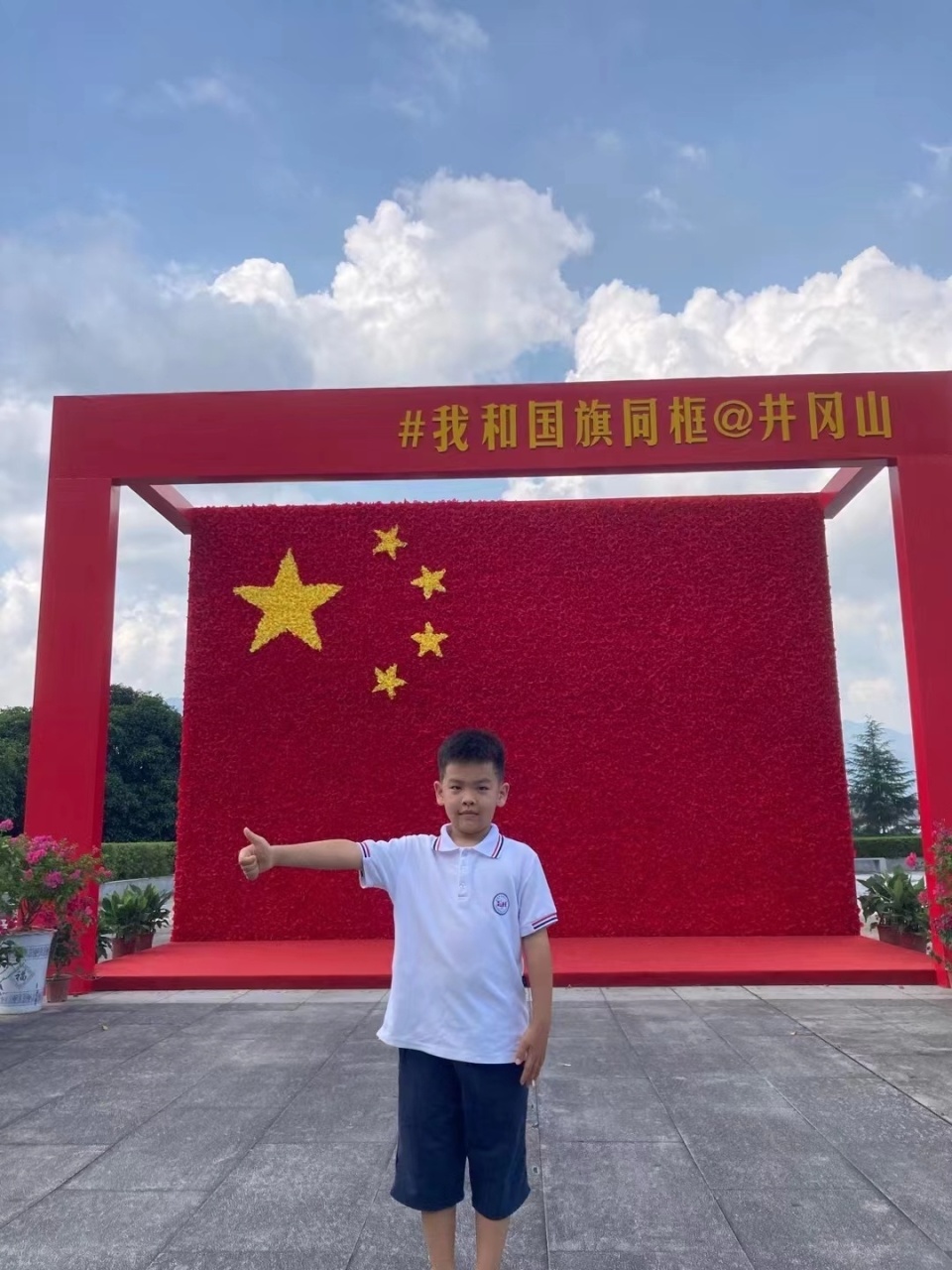 "我与五星红旗同框",小学生打卡大好河山祝福祖国_腾讯新闻