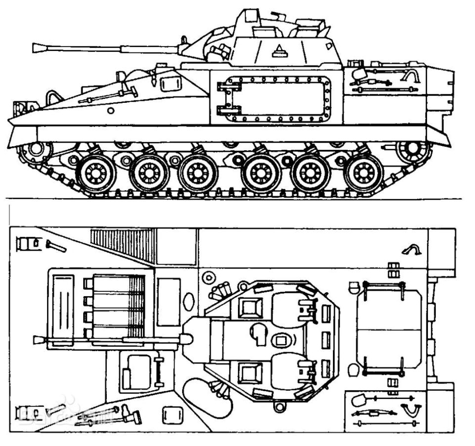 fv510在外形上和美国的m2步兵战车类似,事实上fv510在设计时确实有