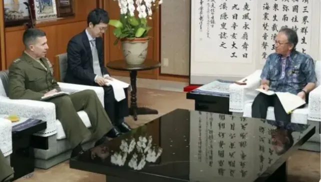 驻冲绳美军新任一把手拜会日本冲绳县知事，谈及美士兵性侵案