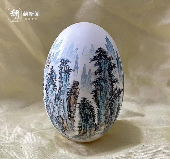 蛋壳上的博物馆真稀奇 82岁绍兴老人将家乡山水绘成"掌上风景"
