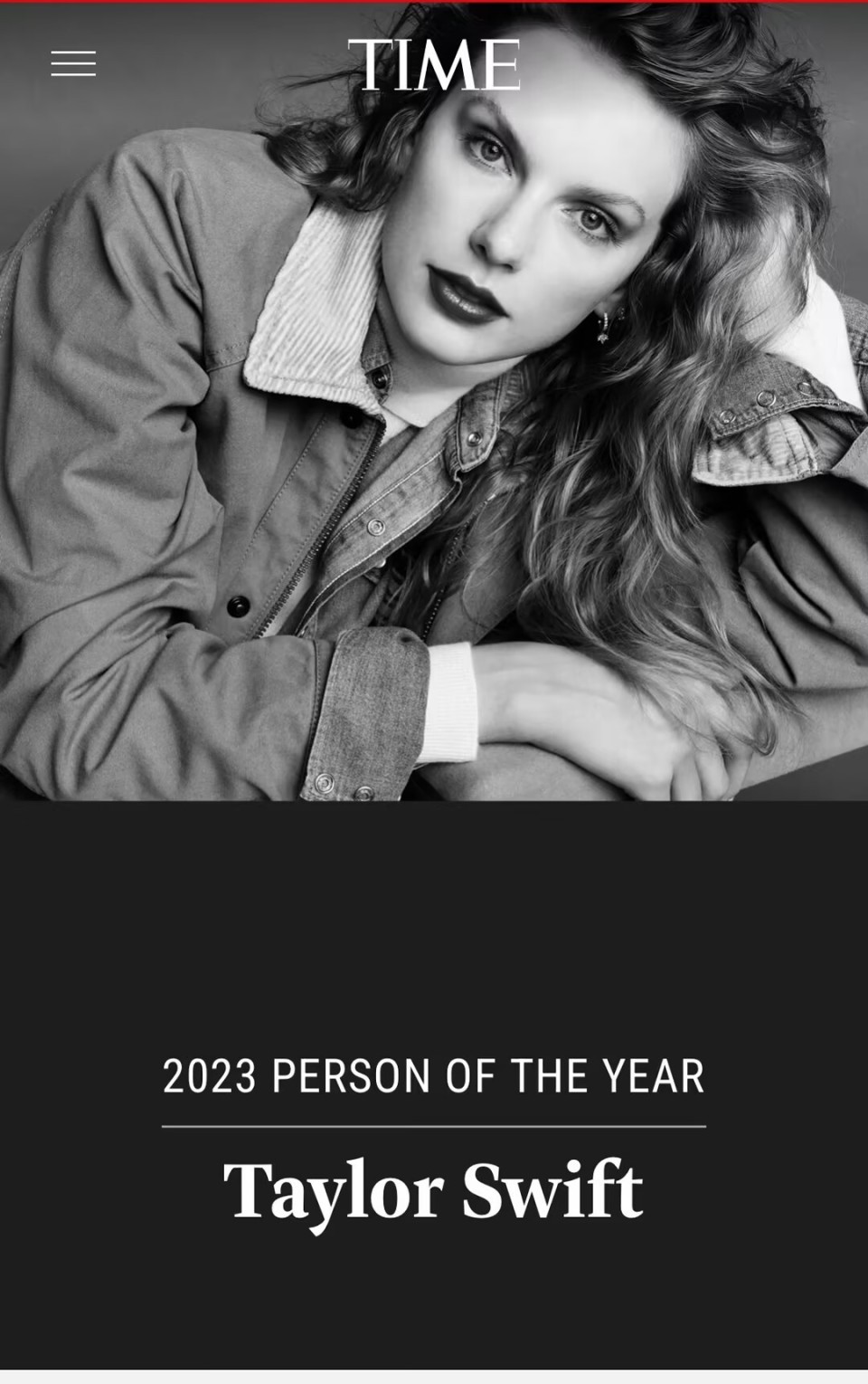 swift,被中国歌迷称呼为"霉霉")荣膺《时代》杂志2023年年度人物,成为